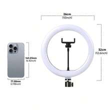 10-Inch LED Ring Light Kit With 43-Inch Tripod And Phone Holder, Ideal For Photography, Videography And Video Conferencing - 黑色 - 查看 10