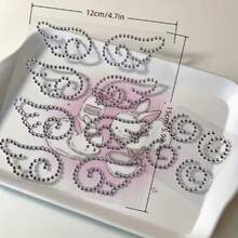 5/3/1pc Korean Silver Wing Rhinestone Stickers - Self-Adhesive Dreamy Cartoon Design, Shiny Wings And Hearts, Rectangular Plastic Decals, Suitable For Scrapbooking, Journals, Planners, Handmade Crafts - Durable Shiny Surface, Single-Use Decorative Stickers - Wings - View 8