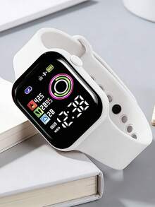 6pcs/Set Fashionable Minimalist Elegant Cute Square Digital Display LED Screen Electronic Watch, Matching Butterfly Jewelry Set Including Necklace, Bracelet, Earrings And Ring. Perfect For Girls To Wear At Parties, Holidays And Other Occasions. Also The Best Gift Choice For Mothers And Friends On Mother's Day, Back To School Season, Easter And More. (Gift Box Not Included) - Multicolor - View 10
