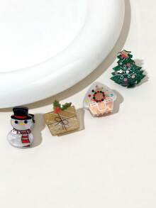4pcs/Set Women's Christmas Series Hair Clips, Cute Snowman, Gingerbread Man, Christmas Tree Decorative Hair Clips, Party Hair Accessories - Multicolor - View 5