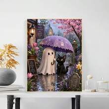 1 Buah Kit Lukisan Berlian 5D DIY Pola Hantu dan Kucing - Seni Mosaik Berlian Bulat Penuh, Dekorasi Dinding Rumah, Tanpa Bingkai - Tanpa Bingkai - View 4