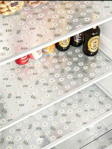 4/8pcs Small Printed Leaf Pattern - Small Size (30cm*45cm/11.81in*17.72in) Washable Waterproof Oil-Resistant Mini Fridge Mat, Suitable For Small Fridge Shelves, Small Freezer Glass Shelves, Small Cabinet Drawers, Etc. - Leaves - View 1