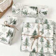 60/30/10 Sheets Mori Style Christmas Pine Tree Pattern Tissue Paper, 20*14 Inch Gift Wrapping Paper, Suitable For Christmas Decoration, Wedding, Thanksgiving, Birthday Gift Wrapping, Bouquet Wrapping, Gift Bag Filler And Party Gifts - Multicolor - View 4
