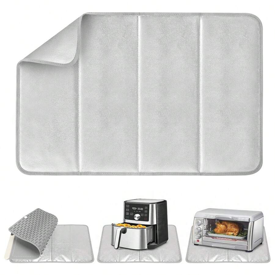1pc Foldable Heat Insulation Pad, Countertop Protector For Food Warmer Mat, Double-Sided Aluminum Foil Waterproof Oilproof Heat Block Mat, Flame Retardant Heat Resistant Trivet For Kitchen Hot Pot Air Fryer, Kitchen Accessory - View 1