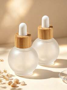 Round Frosted Glass Dropper Bottles, Empty Refillable Essential Oil Vial With Glass Pipette, Leakproof Mini Cosmetic Serum Dispenser, Portable Travel Size For Skincare Aromatherapy Diy Face Oil, Reusable Matte Glass Container For Vanity Purse Daily - View 3