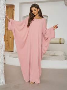 Jubah Panjang Lengan Kelelawar, Pakaian Panjang Elegan Longgar Ukuran Besar, Cocok untuk Acara Kasual Sehari-hari Wanita Timur Tengah - MultiWarna - View 10