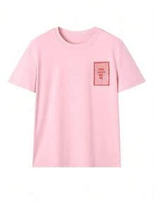 How Lucky Are We 女款夏季上衣、女款度假服裝、女款夏季T恤、女款夏季沙灘穿搭、女款休閒襯衫、大尺碼T恤 - 女款休閒圓領短袖T恤 - 淺粉色 - 查看 4