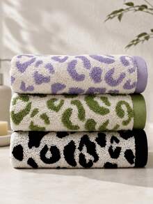 1pc/3pcs-Multi-Color Leopard Print Towel, Soft Absorbent Cotton Towel, Fashionable Leopard Pattern Face Towel, Quick Dry And Lint-Free, Home Bathroom Bath Towel, Vacation Swimming Sports Multi-Purpose Towel - Multicolor - View 18