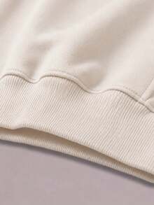 Basic Solid Round Neck Sweatshirt For Men, 240g Pure Cotton, Comfort Long Sleeve Casual Pullover For Street Daily - 杏色3 - 查看 5