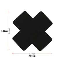 Black Cross-Shaped Self-Adhesive Satin Disposable Nipple Covers, Suitable For Women, Ideal For Strapless Clothing - Black - View 2
