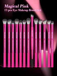 MAANGE 13pcs Professional Makeup Brush Set, Eyeshadow Brush, Eyebrow Brush, Concealer Brush, Powder Brush, Contour Brush, Foundation Brush And Other Makeup Tools, Complete Makeup Set, Travel Essential, Makeup Gift - Hot Pink - View 2
