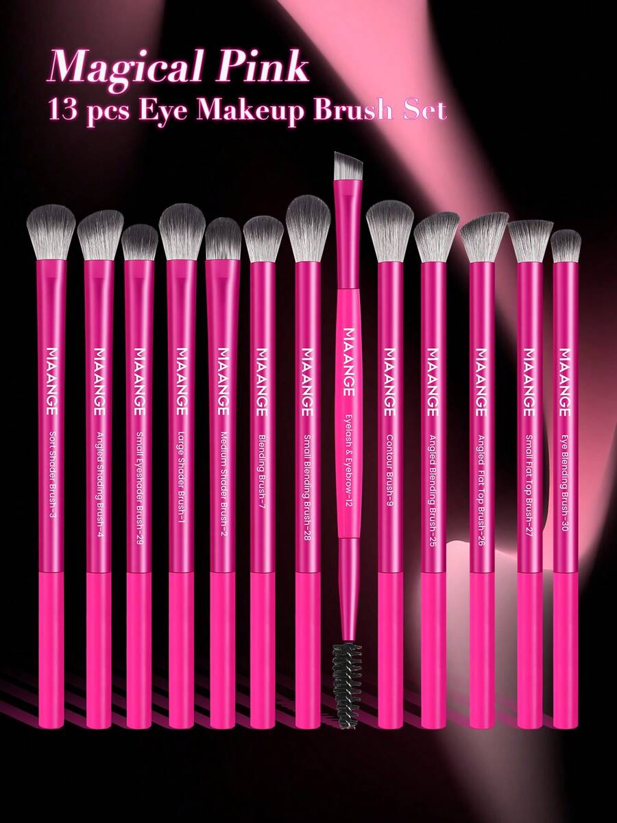 MAANGE 13pcs Professional Makeup Brush Set, Eyeshadow Brush, Eyebrow Brush, Concealer Brush, Powder Brush, Contour Brush, Foundation Brush And Other Makeup Tools, Complete Makeup Set, Travel Essential, Makeup Gift