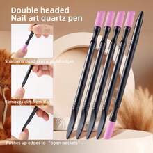 Double-Ended Quartz Nail Cuticle Pusher, Manicure Dead Skin Removal Tool - Black - View 2