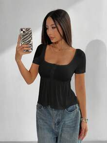 Women Sports Tees & Tanks - 黑色 - 查看 1