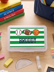 1pc Personalized Clear Plastic Pencil Case, Custom Text Pencil Box, Cute Pattern Stationery Storage Box, Back To School Gift For School - Multicolor - View 10