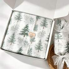 60/30/10 Sheets Mori Style Christmas Pine Tree Pattern Tissue Paper, 20*14 Inch Gift Wrapping Paper, Suitable For Christmas Decoration, Wedding, Thanksgiving, Birthday Gift Wrapping, Bouquet Wrapping, Gift Bag Filler And Party Gifts - Multicolor - View 8