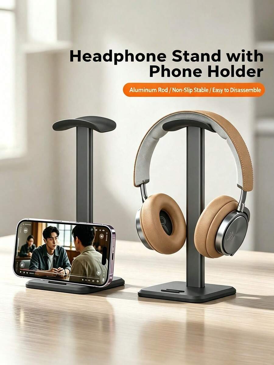 1pc Headphone Stand, Desktop Multi-Function Phone Storage Rack, Student Gaming Headset Holder - Multicolor - View 1