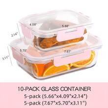 10-Piece Set Of High Borosilicate Glass Food Storage Containers With Lids, Meal Prep Containers With Snap-Lock Lids, Airtight Lunch Boxes, Suitable For Home And Restaurant Use - View 4