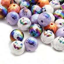 15pcs Gothic Halloween Series DIY Jewelry Beads, Pumpkin, Ghost, Spider, Skull, Spider Web Shaped Beads, Suitable For Handmade DIY Materials, Jewelry Making Materials, Keychains And Party Decorations, Cute Style, Ideal Accessories For Creative Handmade Crafts - Multicolor - View 5