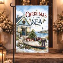 Beach Christmas Garden Banner, Coastal Holiday Home Decor, 1pc, 2D Flat, Single-Sided Print, Flagpole Not Included - A - View 8