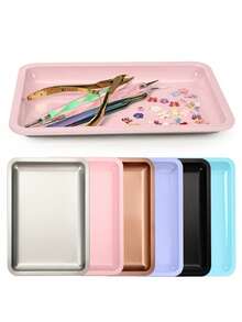 1pc Square Stainless Steel Nail Art Tool Storage Tray, Metal Cosmetic Tray - Multicolor - View 6