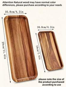 Wooden Tray - Versatile Snack Tray, Dessert Plate, Cheese Board, Fruit Platter, Can Be Washed, Decorated, Premium Kitchen Accessory, Suitable For All Seasons - Brown - View 3