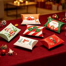 12PCS/Xmas Pillow Paper Gift Boxes 6‑Style Santa Elk Nutcracker Bear Design Christmas Candy Cookie Treat Box Holiday Party Favor Gift Packaging For Goodies Small Presents - View 3