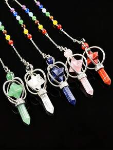 1pc Rotating Merkaba Crystal Natural Crystal Pillar Seven Chakra Meditation Divination Energy Crystal Hanging Ornament - Merkaba Pendulum - View 11