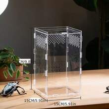 3D Transparent Magnetic Acrylic Reptile Breeding Box, Breathable Escape-Proof Stackable Observation Storage Tank, Home Desktop Pet Breeding Observation Box, Suitable For Beetles, Geckos, Snakes, Lizards, Turtles, Reptile Enthusiasts, Beginner Players, Multi-Pet Breeding Specialized Reptile Tank - White - View 7