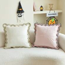 LCUHPCL 1pc Halloween Wavy Ruffle Pink Cute Little Ghost 3D Embroidered Pillow Case, Suitable For Bedroom, Living Room, Sofa, Daily Use, Party And Various Environments - Multicolor - View 10