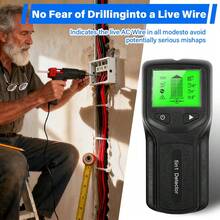 Backlit 5-In-1 Wall Scanner - Stud Finder For Wood, Metal, And AC Wire Detection - Battery Powered (Batteries Not Included) - Black - View 1