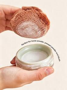 1pc Round Plush Makeup Powder Puff, Embroidered Cookie Pattern, Effective For Applying Setting Powder, Multi-Functional Makeup Sponge, Women's Cosmetic, Women's Gift, Suitable For Vanity, Daily Beauty And Holiday Gifting Occasions - Multicolor - View 4