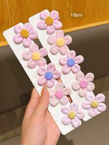 10pcs Pink Floral Hair Clips For Daily Decoration - Multicolor - View 4
