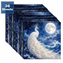 36 Sheets Winter Fantasy Scrapbook Paper, 6x6 Inch Enchanted Ice Castle Craft Paper, White Peacock, Unicorn & Snow Queen Ephemera For Junk Journals, Art Collage, And DIY Cards. - Square - View 2
