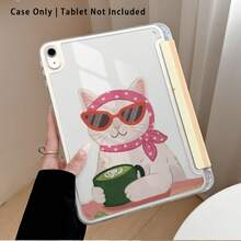 Striped, Cat, Coffee Pattern Painted Effect Tablet Protective Case With Stand, Compatible With Honor 8/9/10/X8/X8A/X9/X8Pro/X9Pro, MatePad SE 11 Inch/MatePad 11 Inch/11.5 Inch, MatePad Pro, Apple 10th/11th Gen 2025 (A16), Galaxy Tab A7/A9 And Other Popular Models - Style 16 - View 4