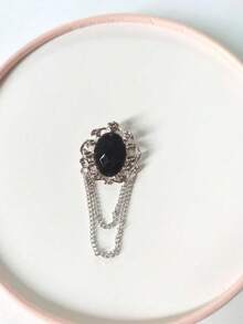 1pc European And American Style Brooch Pin - Golden Alloy Flower Design With Simulated Gemstone Chain Tassel - Brooch - View 13