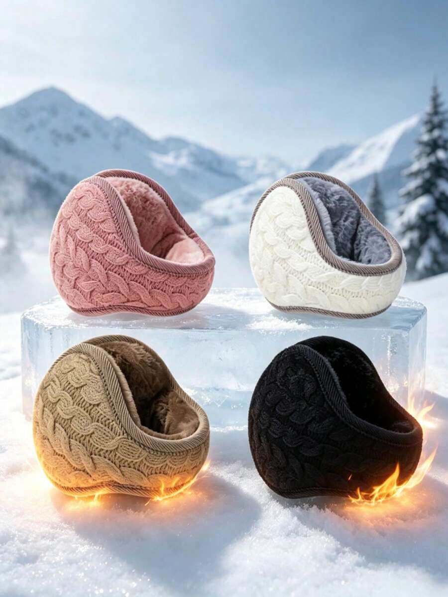 Foldable Knitted Ear Warmers, Sports Outdoor Ear Muffs, Autumn/Winter Cold Protection - Multicolor - View 1
