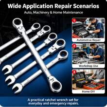 1pc Ratchet Combination Wrench Set, Multi-Function Universal Wrench, Automotive Repair Tool For Men - Silver - View 6