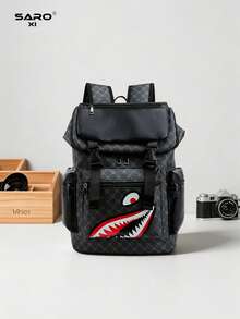 saroxi Men's Casual Travel Backpack, Fashion Flap Backpack, Lightweight And Portable, Suitable For Travel, Camping, Hiking, Student School Backpack, Youth Campus Commute, Essential Gift - Black - View 8