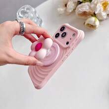 Magnetic Silicone Flower Airbag Phone Stand With Ring Holder, Strong Adsorption, Foldable Small Mirror, MagSafe Magnetic Airbag Stand, Desktop Slouchy Telescopic Airbag Stand, Detachable - Multi-color - View 3
