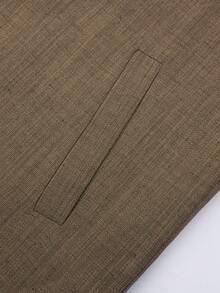 Jaket Linen Model Shacket, Musim Semi/Panas/Autumn, Warna Khaki Tua, Jaket Linen Kasual Minimalis - Khaki - View 7