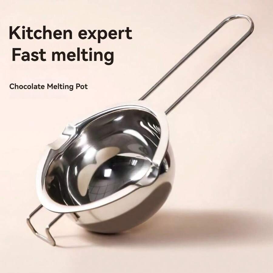 Chocolate Melting Pot; Stainless Steel Small Household Double-Layer Bain-Marie Heating Process; DIY Baking Tool; Making Chocolate Desserts And Dipping Sauces; Candy Handmade Home Afternoon; Creative Cooking; Practical Kitchen Essentials - Silver - View 1
