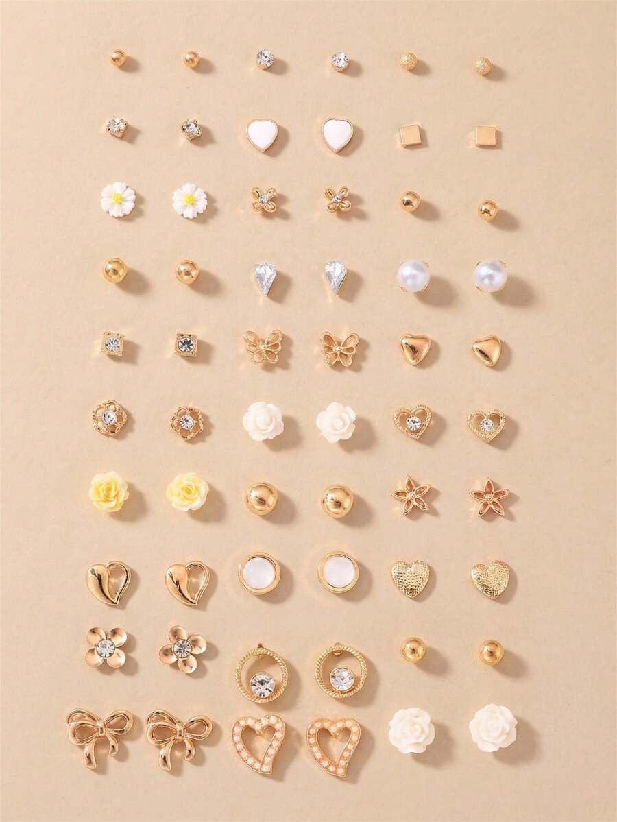 NAIZHU 30 Pasang Anting Emas Anak-Anak Gaya Lucu dan Manis yang Modis, Cocok untuk Pemakaian Sehari-hari, Pesta, dan Acara - MultiWarna - View 1
