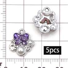 5/20pcs Purple Rhinestone Charms Bow Star Moon Heart Butterfly Bear Pendant For DIY Bracelet Necklace Earring Coquette Y2K Jewelry Making Findings - Purple - View 29