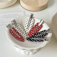 6pcs Fashion New Premium Girl Polka Dot Retro High-End Small Hair Clips Side Bang Clips Hair Accessories - Multicolor - View 5