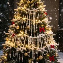 10pcs White Shiny Bead Garland Christmas Decoration, 10m Total Length, Create Atmosphere, Multi-Functional Hanging, Suitable For Windowsill, Porch, Living Room And Other Home Decor - White - View 8