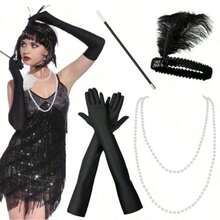 1920年代 Flapper 羽毛髮箍 波希米亞頭飾 鋅合金菱形框架 女款 1920年代羽毛裝飾髮箍 返校季、派對、萬聖節適用 - 彩色 - 查看 31