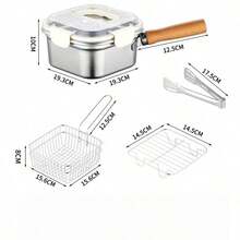 Square Deep Fryer With Frying Basket, Wooden Handle Stainless Steel Mini Fryer, Detachable Handheld Basket Design, Multi-Functional Deep Mini Fryer, Oil-Saving Small Fryer, Suitable For Frying Onion Rings, French Fries, Chicken Nuggets, Snacks, Compatible With Induction Cooktop And Open Flame, Home Kitchen Frying Tool, Oil Filtration Integrated Pot, Portable Small Deep Fryer, Kitchen Frying Cooking Tool, Family Fried Chicken, Fried Shrimp, Fried Food Dedicated Cookware - View 14