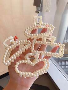 5pcs Women's Elegant Faux Pearl Hair Clips, Non-Slip Large Size Claw Clips Set, Suitable For Thick Curly Hair, French Style Hair Accessories, Travel And Gift - Multi-color - View 4