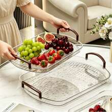 1 Pc PET Serving Tray, Oval Design Plate For Kitchen & Dining Table - Grey - View 4